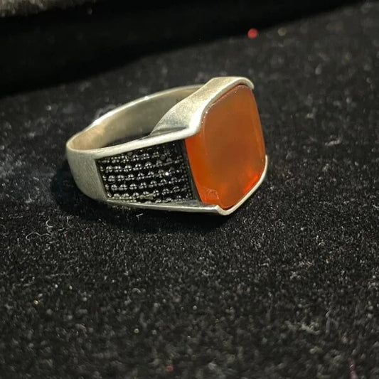 Silver orange ring for men