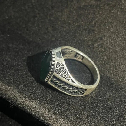 silver green men ring