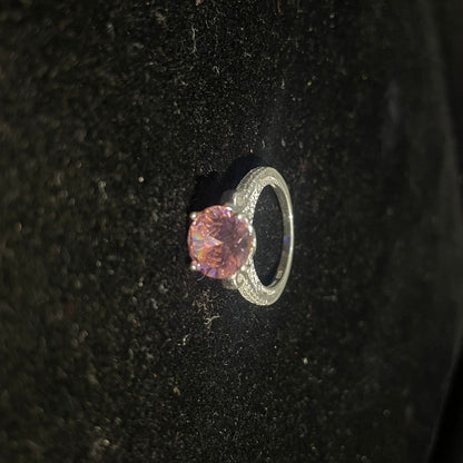 Silver baby pink ring