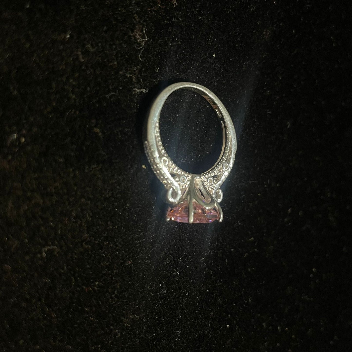 Silver baby pink ring